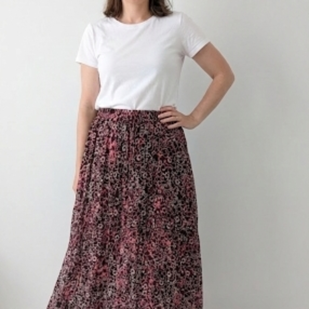 Scotch & Soda Midi Skirt M Floral Pleated Boho Romantic Soft Elastic Waist Fairy